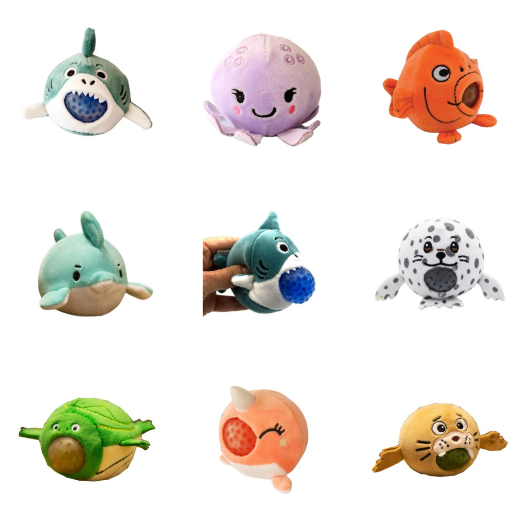 Wholesale Stress Reliever Plush Toy With Squeezy Crystal Ball,2.7", Marine Animal Series